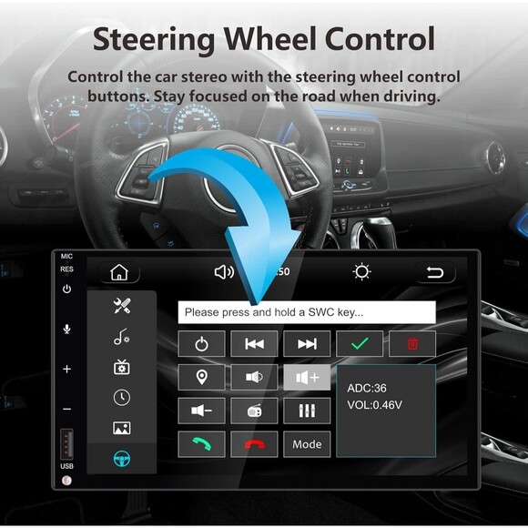 Double din Car Stereo, Wireless Carplay/Android Auto, 7 inch w/Rear Camera- NOB - Picture 7 of 16